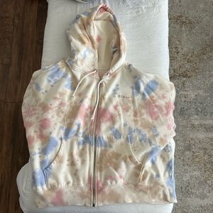 Champion Tie Dye Cream, Pink & Blue Hoodie